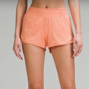 Hotty hot coral kiss shorts 2.5” high waisted
